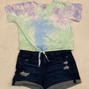 Tie-dye cropped tee
